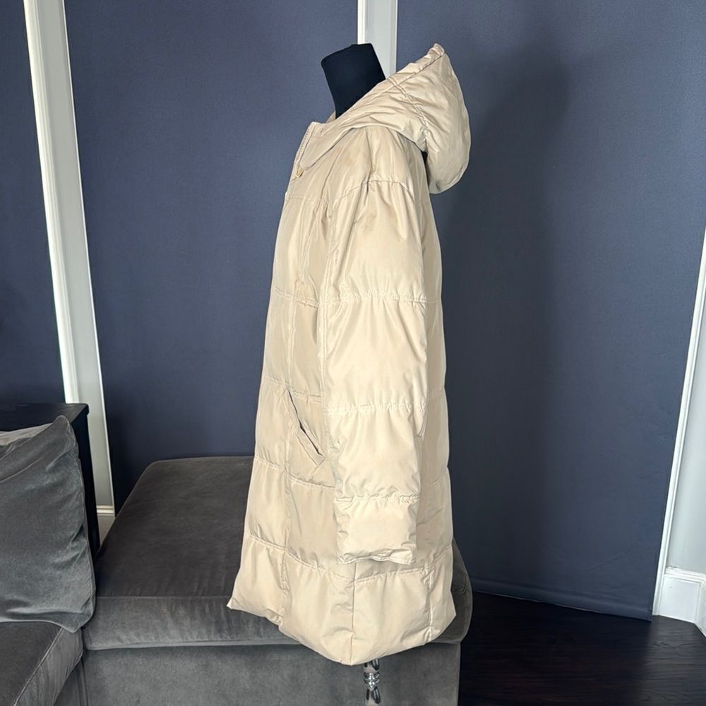 Vintage Beige Hooded Puffer Coat 725 Originals Mid Length Size EU44 (L/XL) *READ - Picture 5 of 15